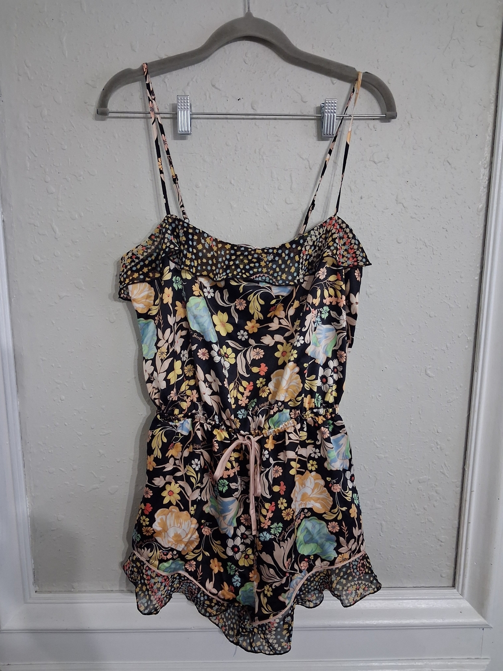 Victorias secret floral retro romper lingerie teddy ruffle nightgown medium